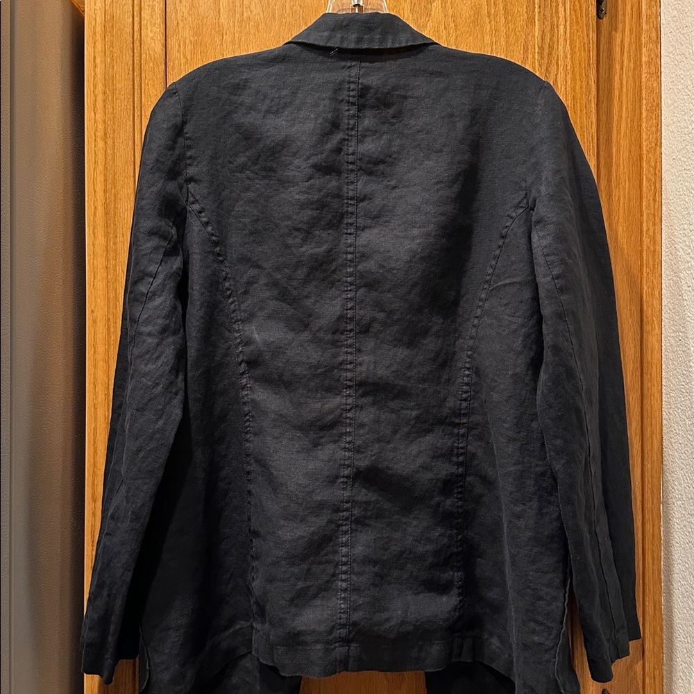 Chico's 100% Linen Open Front Summer Blazer in Black Chico Size 0 (Women's S) - Picture 7 of 8